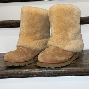 Ugg Patten Chestnut Fur Cuff Boots - Chestnut